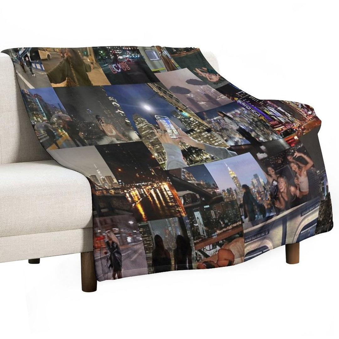 City Night Life Aesthetic Collage Premium Throw Blanket