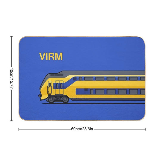 VIRM Blue Double Decker Train Side Netherlands Durable Bath Mat