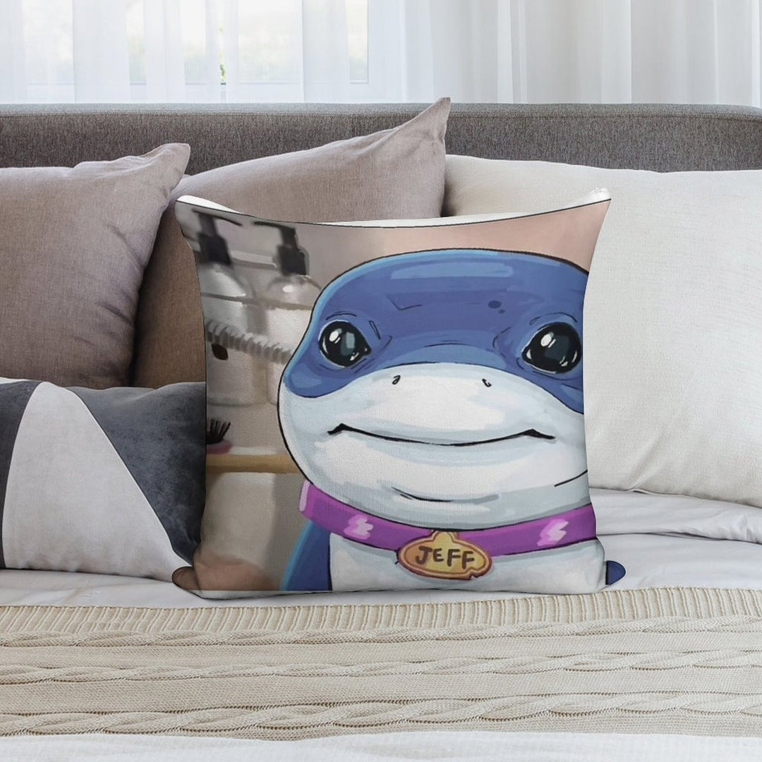 Jeff The Land Shark Soft Reinforced Edging Throw Pillow