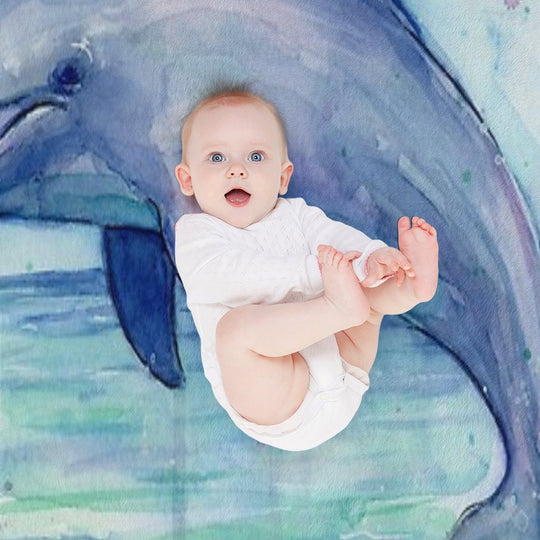 Dolphin Watercolor Gift-ready Throw Blanket
