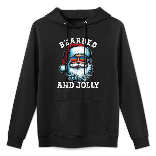 Vintage Mens Bearded And Jolly Gift Christmas For Men Versatile Streetwear Hoodie
