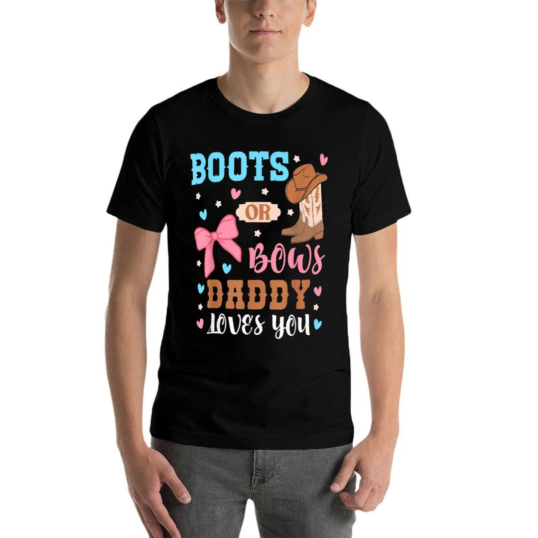 Boots Or Bows Daddy Loves You Gender Reveal Party Outfit Dad  Oversized Silhouette T-Shirt