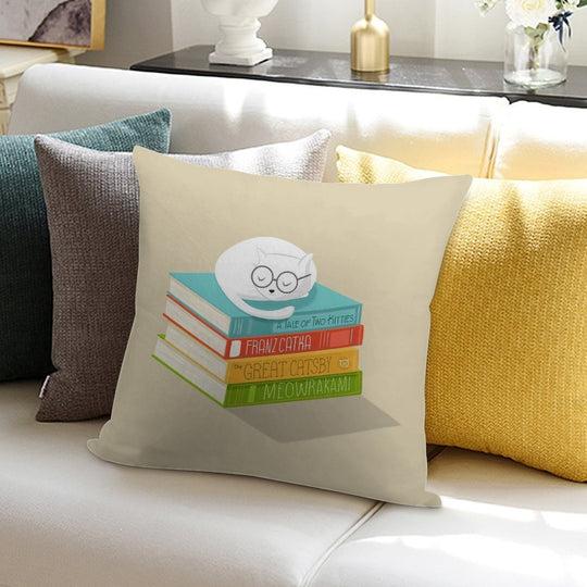 The Cat Loves Books Soft Easy Maintenance Throw Pillow