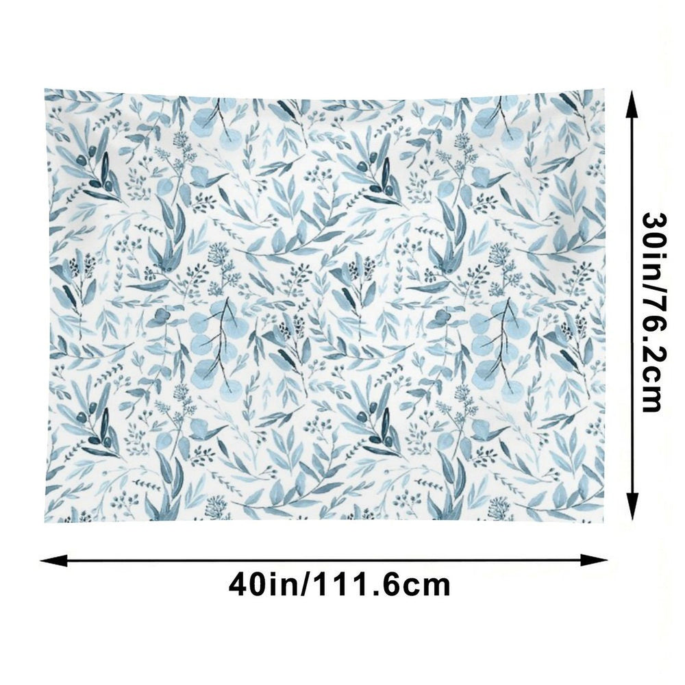 Little Blue Eucalyptus Leaves Botanical Pattern Tapestry