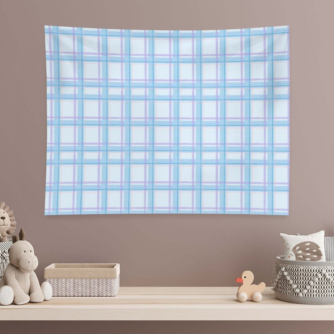 Light Blue And Purple Plaid Pattern Tapestry