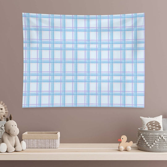 Light Blue And Purple Plaid Pattern Tapestry