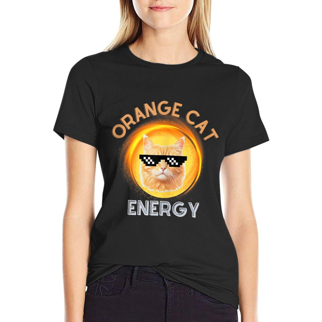 Funny Orange Cat Energy Meme for Orange Cat Lover  Ribbed Collar T-Shirt