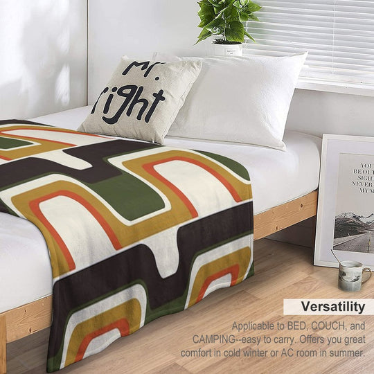 Mid-Century Modern Meets 1970s Plush Throw Blanket