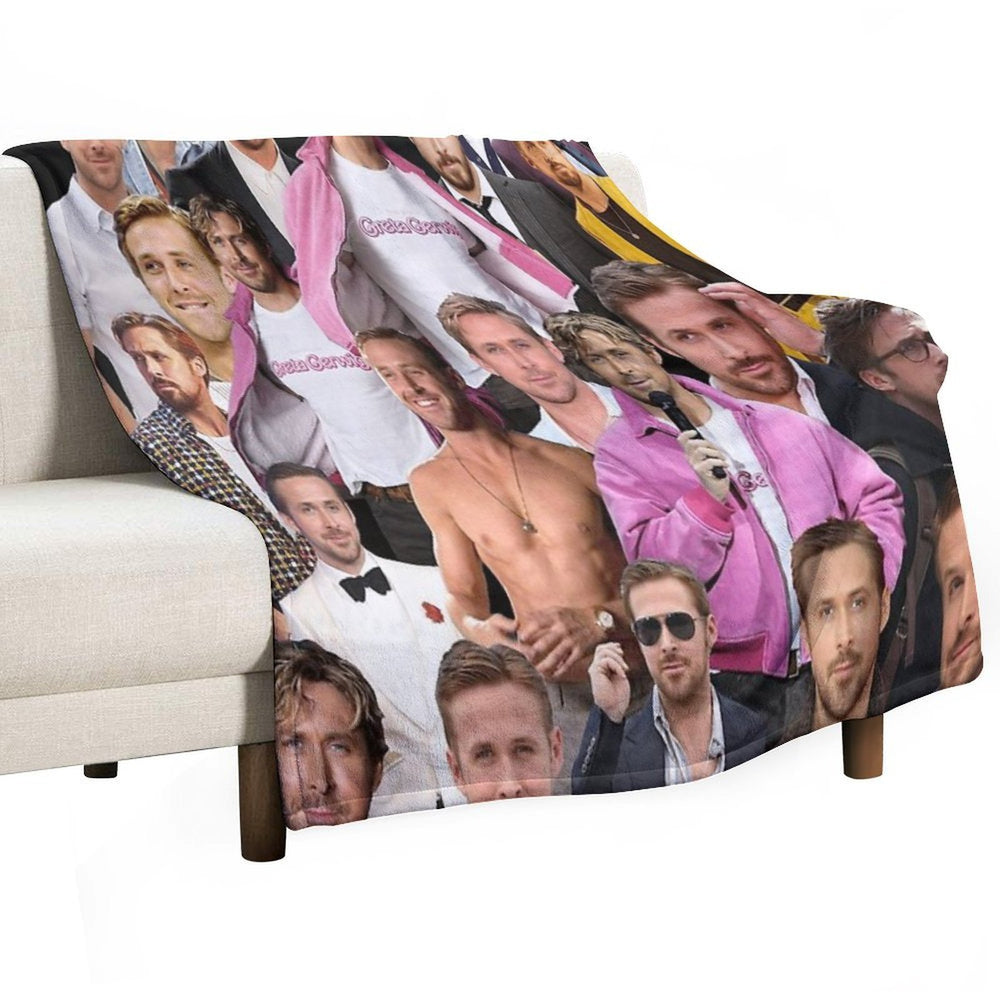HIGH QUALITY Ryan Gosling Photo Collage Sustainable Throw Blanket