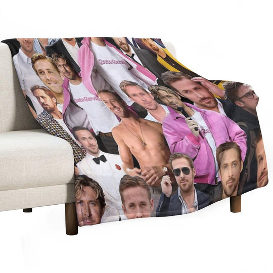 HIGH QUALITY Ryan Gosling Photo Collage Sustainable Throw Blanket