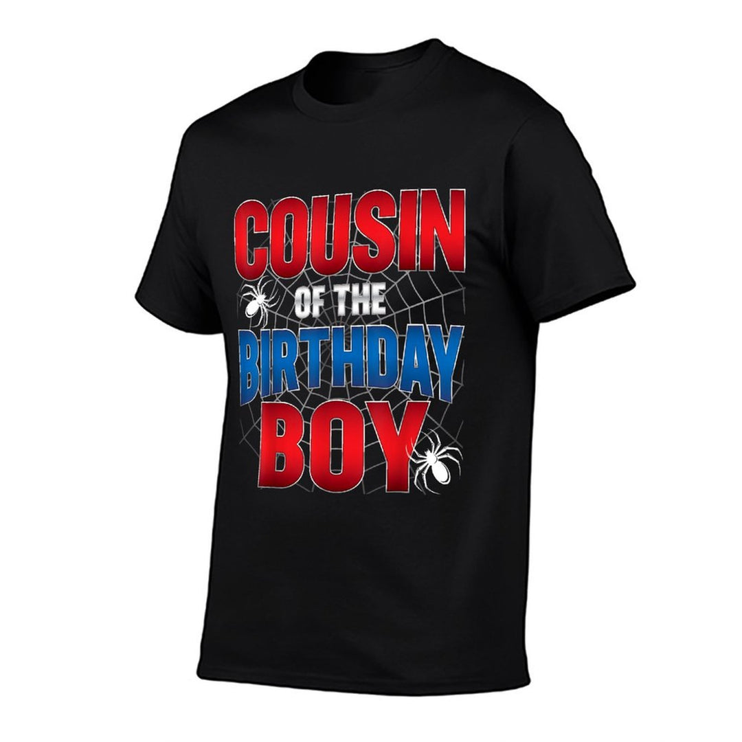 Cousin of The Birthday Boy Costume Spider Web Birthday Party  Summer-ready Fabric T-Shirt
