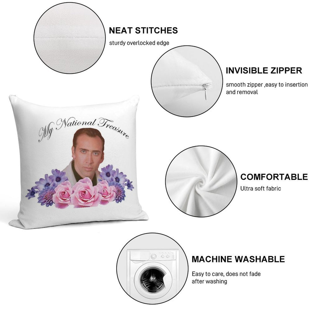 Nicholas Cage - My National Treasure Soft Luxury Feel Throw Pillow