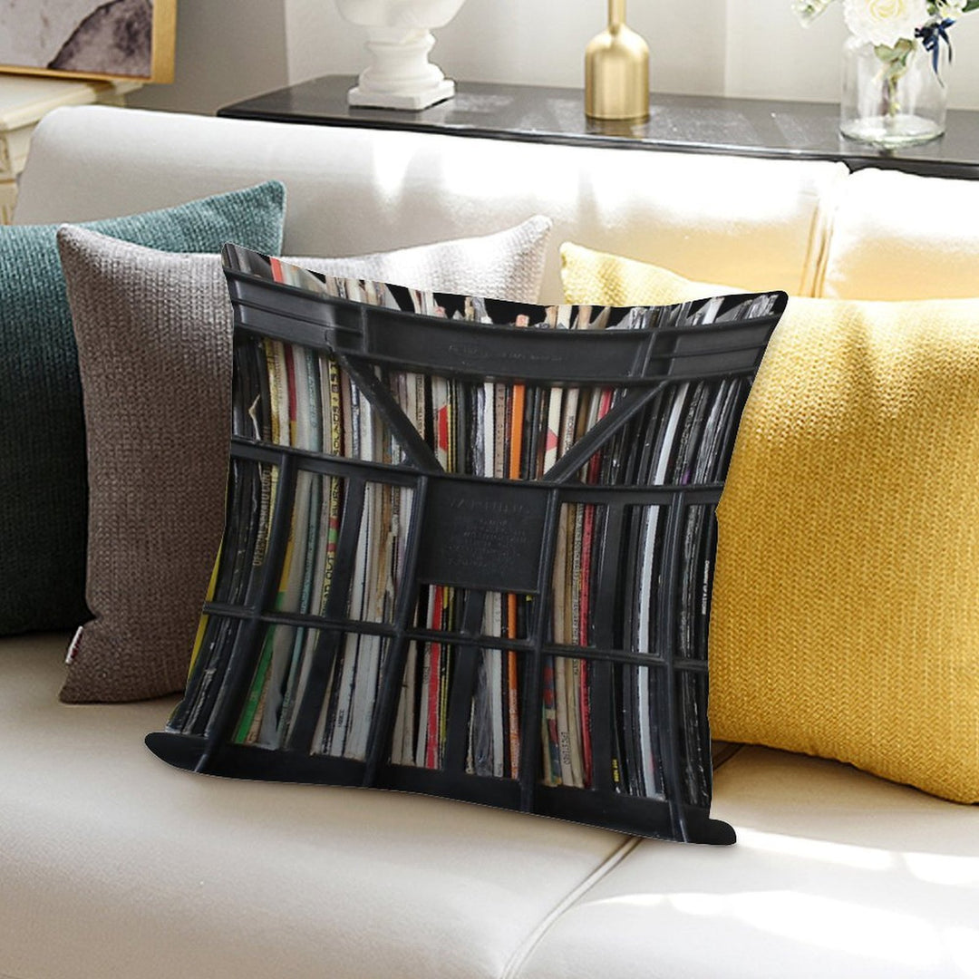 Vinyl Record Rock, Metal, Hip Hop, Rap, Reggae, Jazz Albums DJ Crate Collection 1 Soft Ultra-Soft Texture Throw Pillow