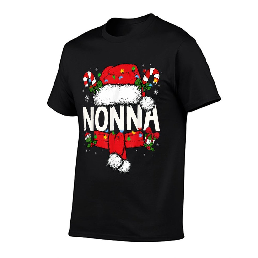 Nonna Christmas Pajama Santa Claus Family Matching Grandma  Heathered Texture T-Shirt