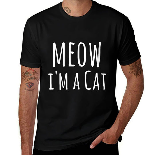 Womens Meow Im A Cat - Funny Cat Lover Lazy Halloween Costume  Easy-care T-Shirt