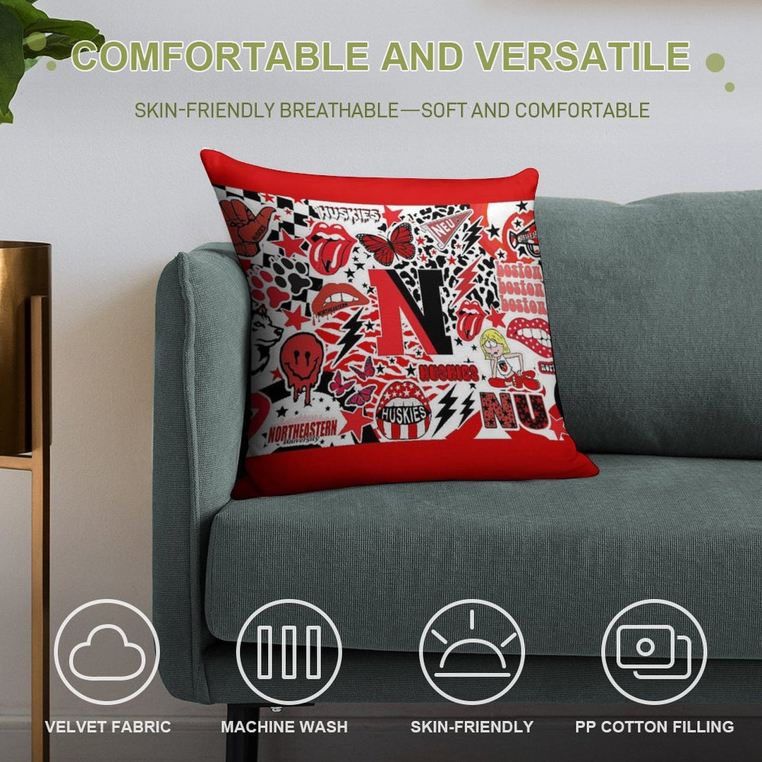 Northeastern Collage Soft Washable Throw Pillow