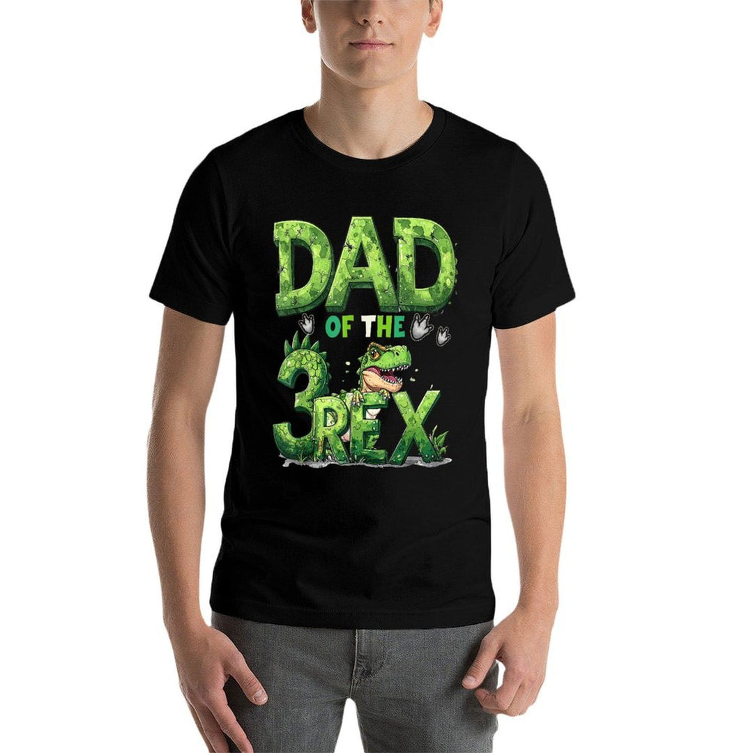 Dad of The Three Rex Birthday Boy Dinosaur Family Matching  Summer-ready Fabric T-Shirt