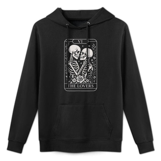 Skeleton Skulls Tarot Card Couple The Lovers Valentines Day Durable Construction Hoodie