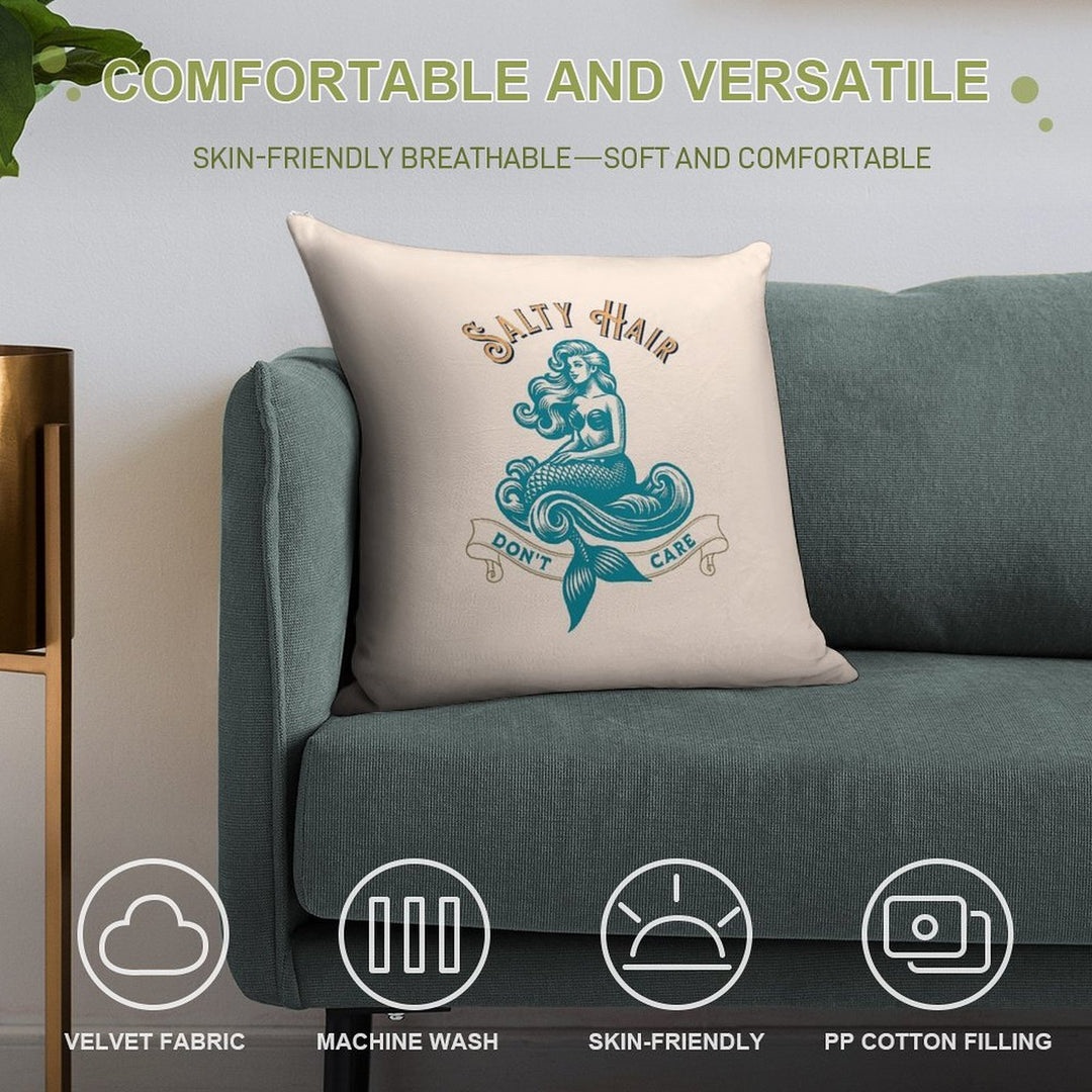 Salty Hair. Don’t Care. Mermaid Summer Design Soft Style Accent Throw Pillow