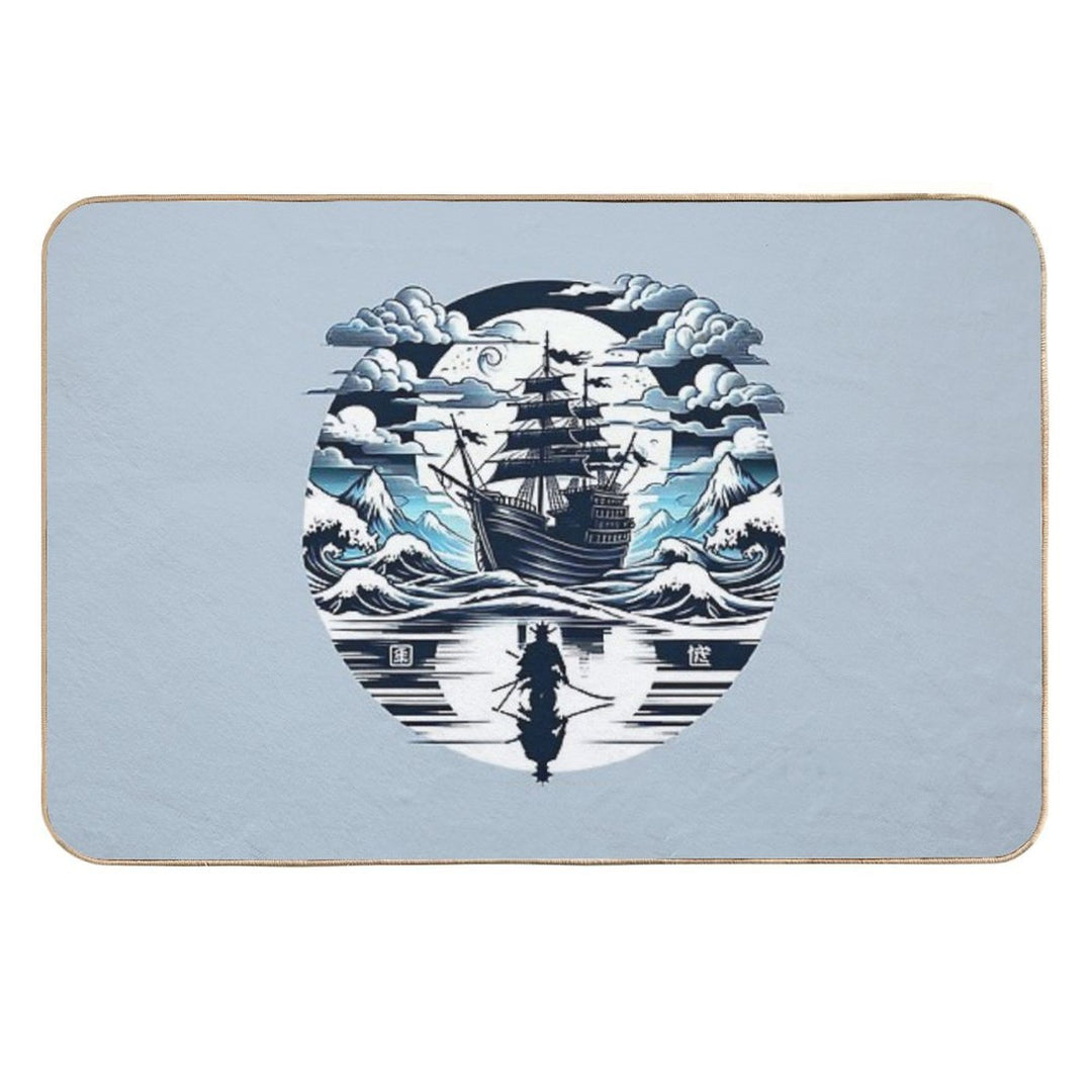 Samurai Ghost Ship  Easy To Clean Bath Mat