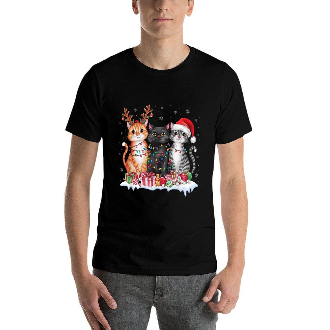 Santa Cat Christmas Light Gorgeous Reindeer Pajama Cat Lover  Trendy Pattern T-Shirt