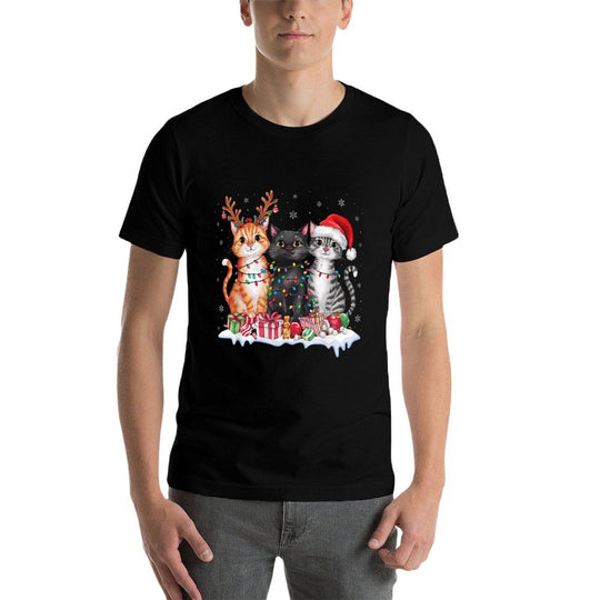 Santa Cat Christmas Light Gorgeous Reindeer Pajama Cat Lover  Trendy Pattern T-Shirt