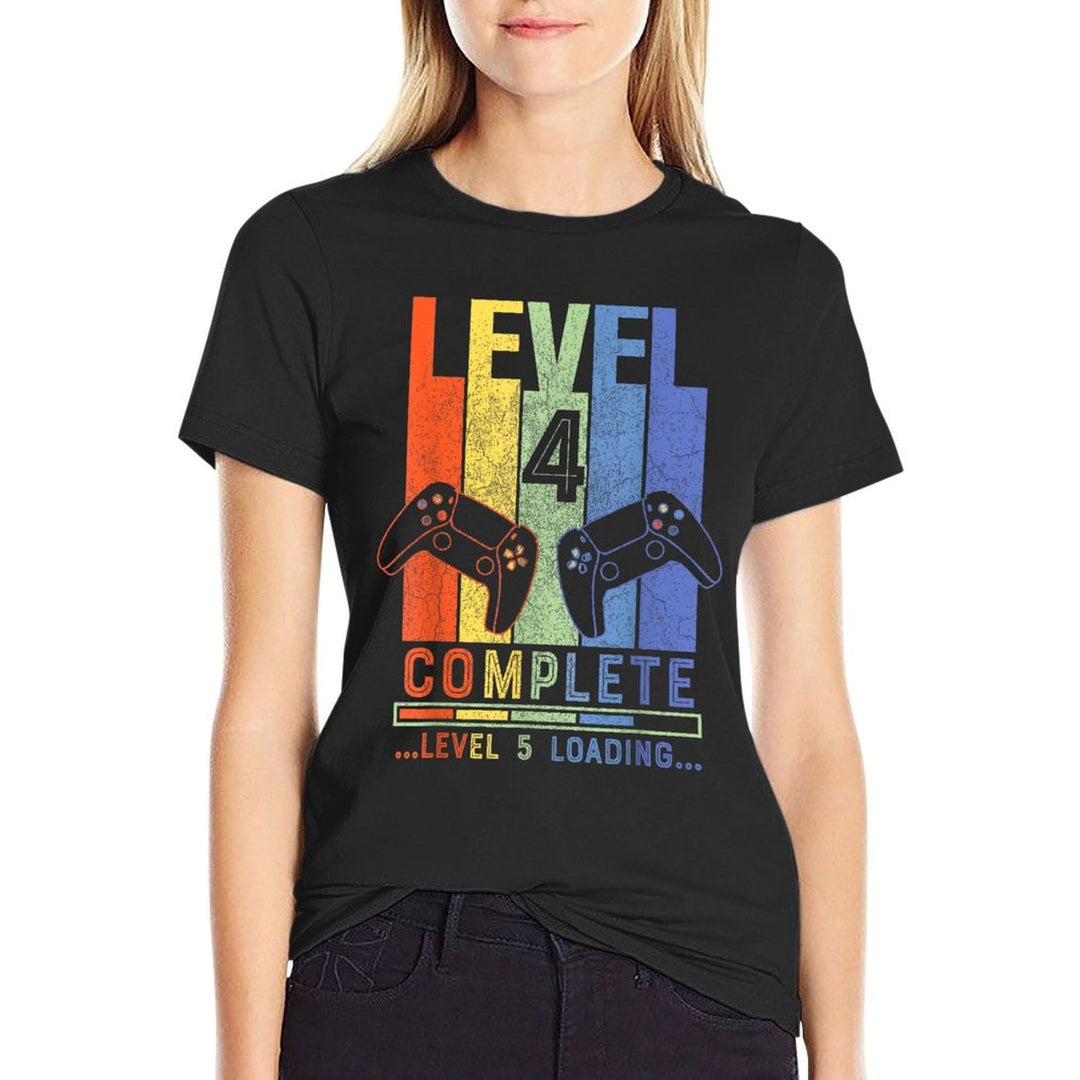 Level 4 Complete Gamer Gift 4 Years Wedding Anniversary  Fade-proof Color T-Shirt