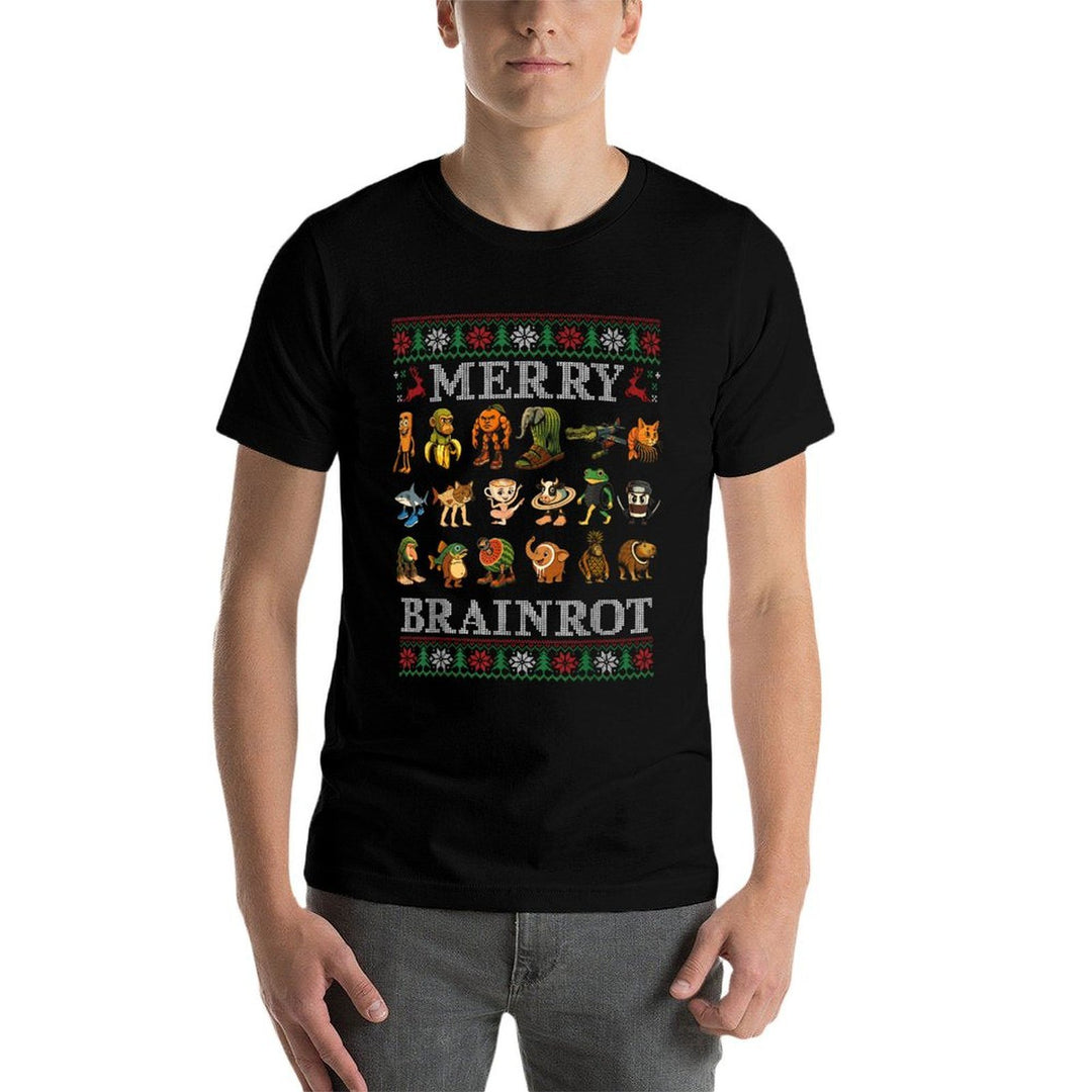 Merry Brainrot Ugly Christmas Sweater Funny Italian Brainrot  Odor-resistant T-Shirt