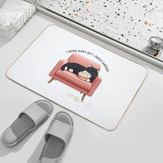 Popcorn Powered Cat  Dirt-Trapping Bath Mat
