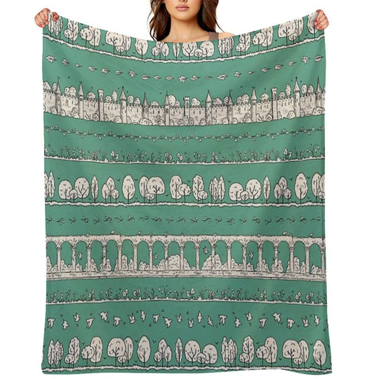 Castles And Colonnades — Turquoise Eco-conscious Throw Blanket