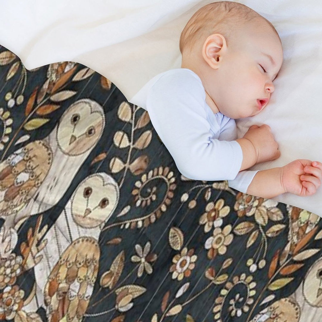 Wooden Wonderland Barn Owl Collage Travel-friendly Throw Blanket