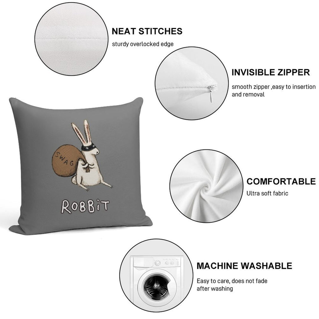 Robbit Soft Short Plush Fabric Throw Pillow
