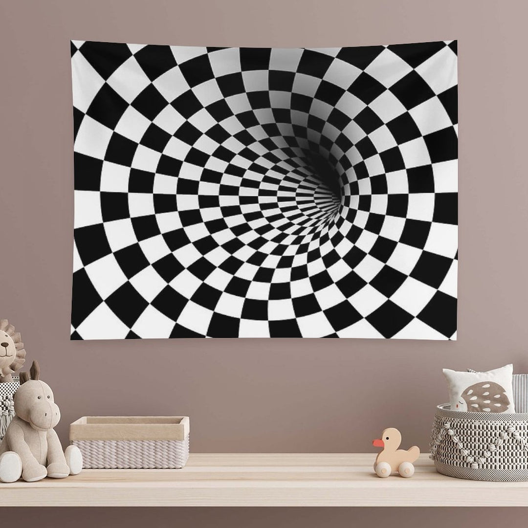 Black White Check Optical Hole Tapestry