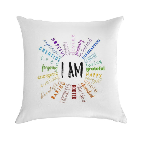 Positive Affirmations Mantra Soft Washable Throw Pillow