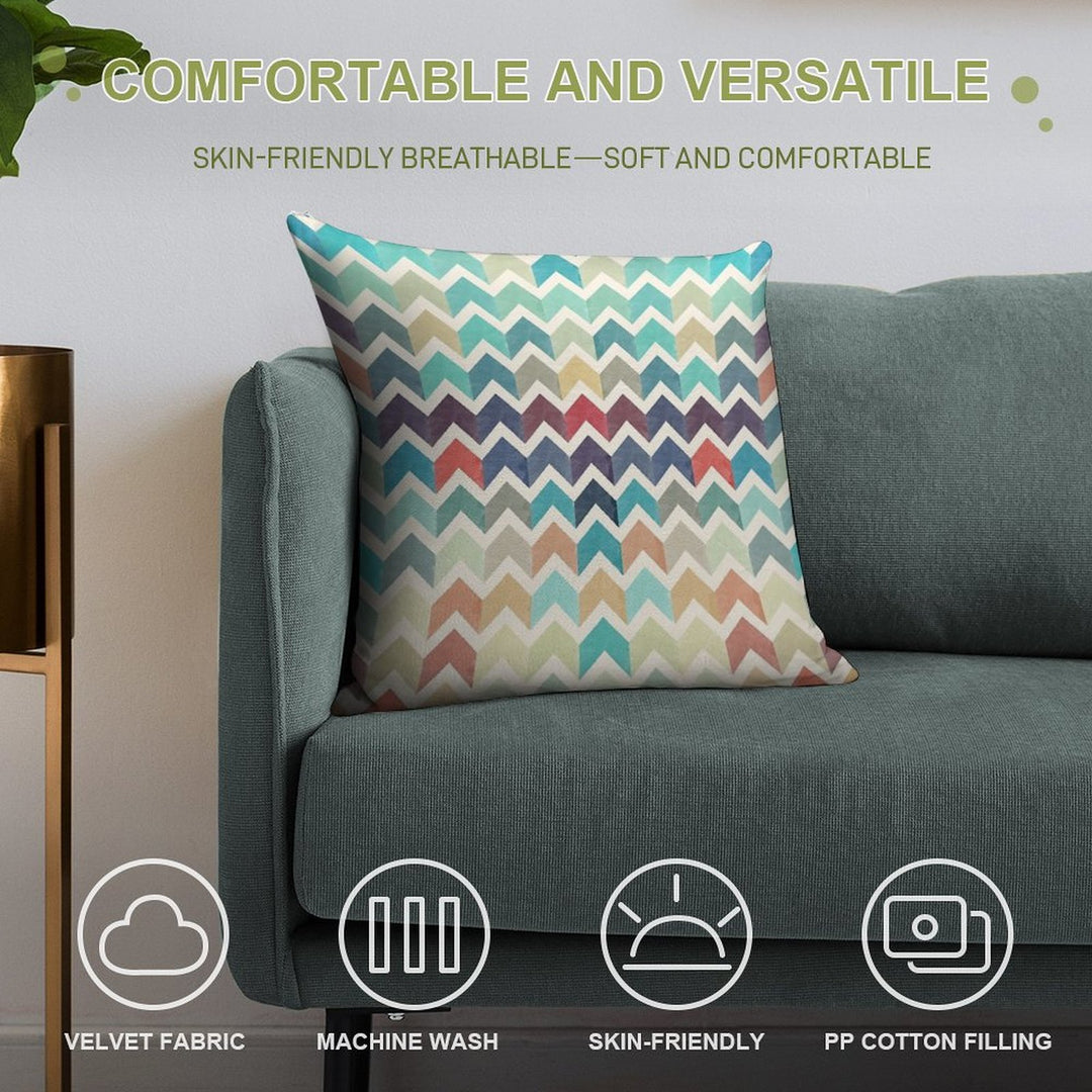Watercolor Chevron Pattern Soft Anti-Pilling Throw Pillow