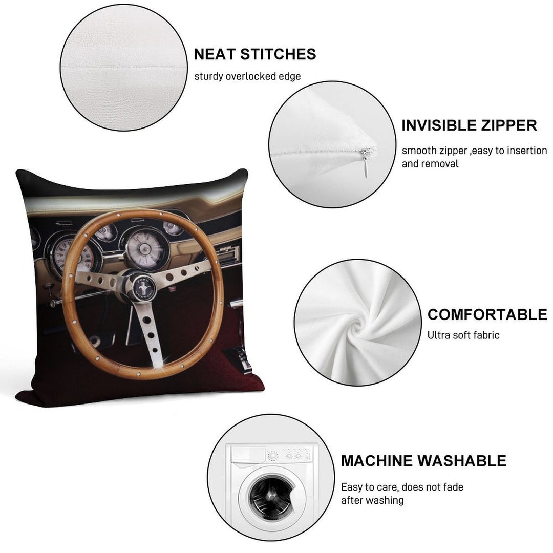 1967 Ford Mustang, Steering Wheel Soft Ultra-Soft Texture Throw Pillow
