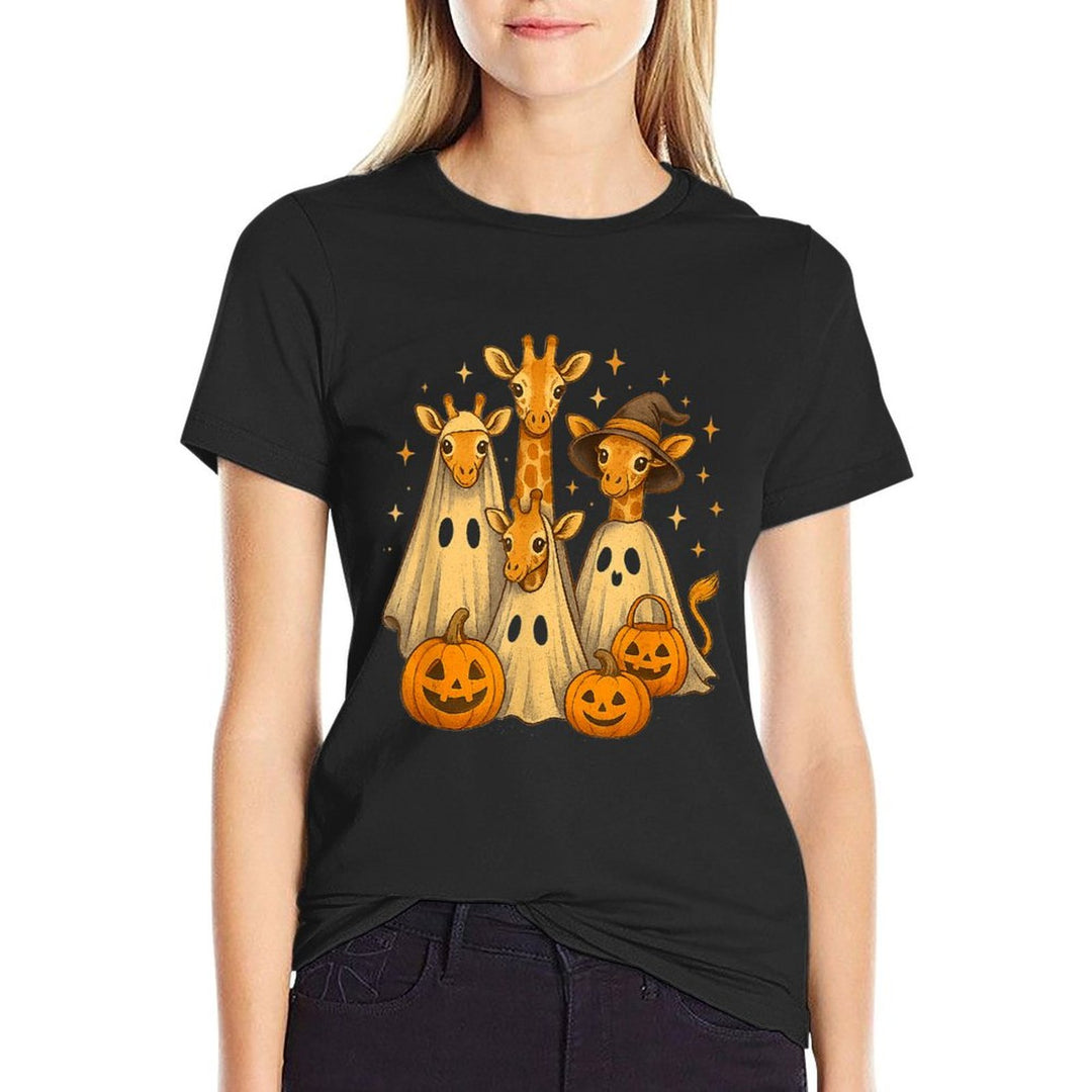 Spooky Ghost Giraffe Halloween Funny African Animal Lover  Breathable T-Shirt