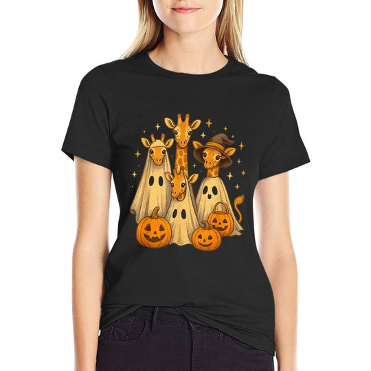 Spooky Ghost Giraffe Halloween Funny African Animal Lover  Breathable T-Shirt