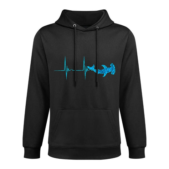 Hammerhead Shark Heartbeat EKG Pulse Ocean Fish Colorfast Hoodie