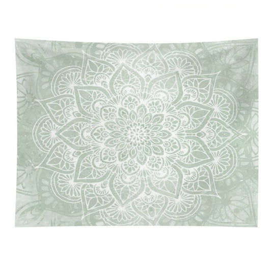 Mandala, Yoga Love, Sage Green, Boho Art Tapestry