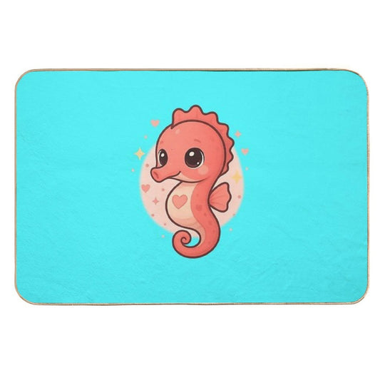 Kawaii Baby Seahorse – Chibi Mascot  Stain-Proof Bath Mat