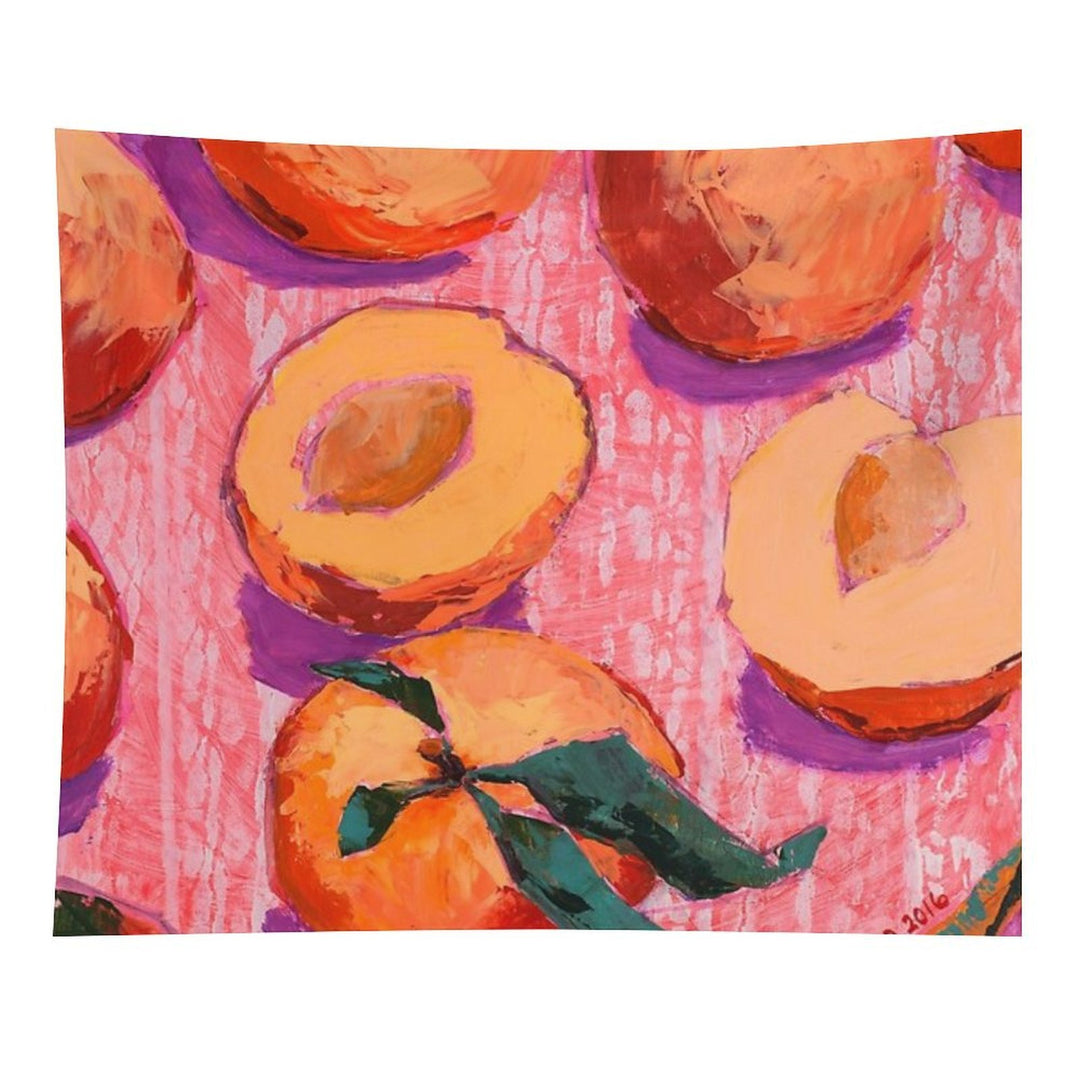 Peaches on Pink Background Tapestry