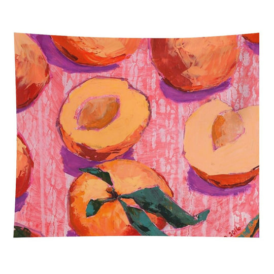 Peaches on Pink Background Tapestry