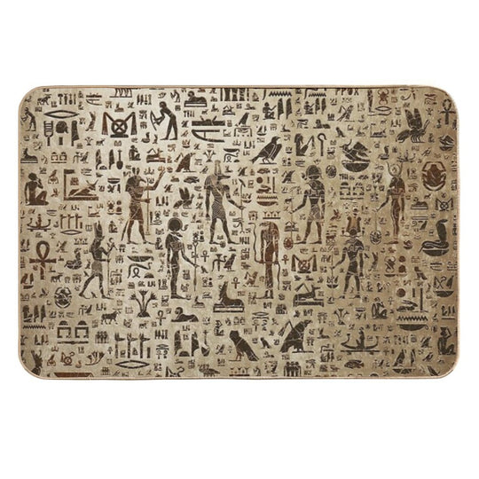 Ancient Egyptian Gods And Hieroglyphs - Vintage And Gold Durable Bath Mat