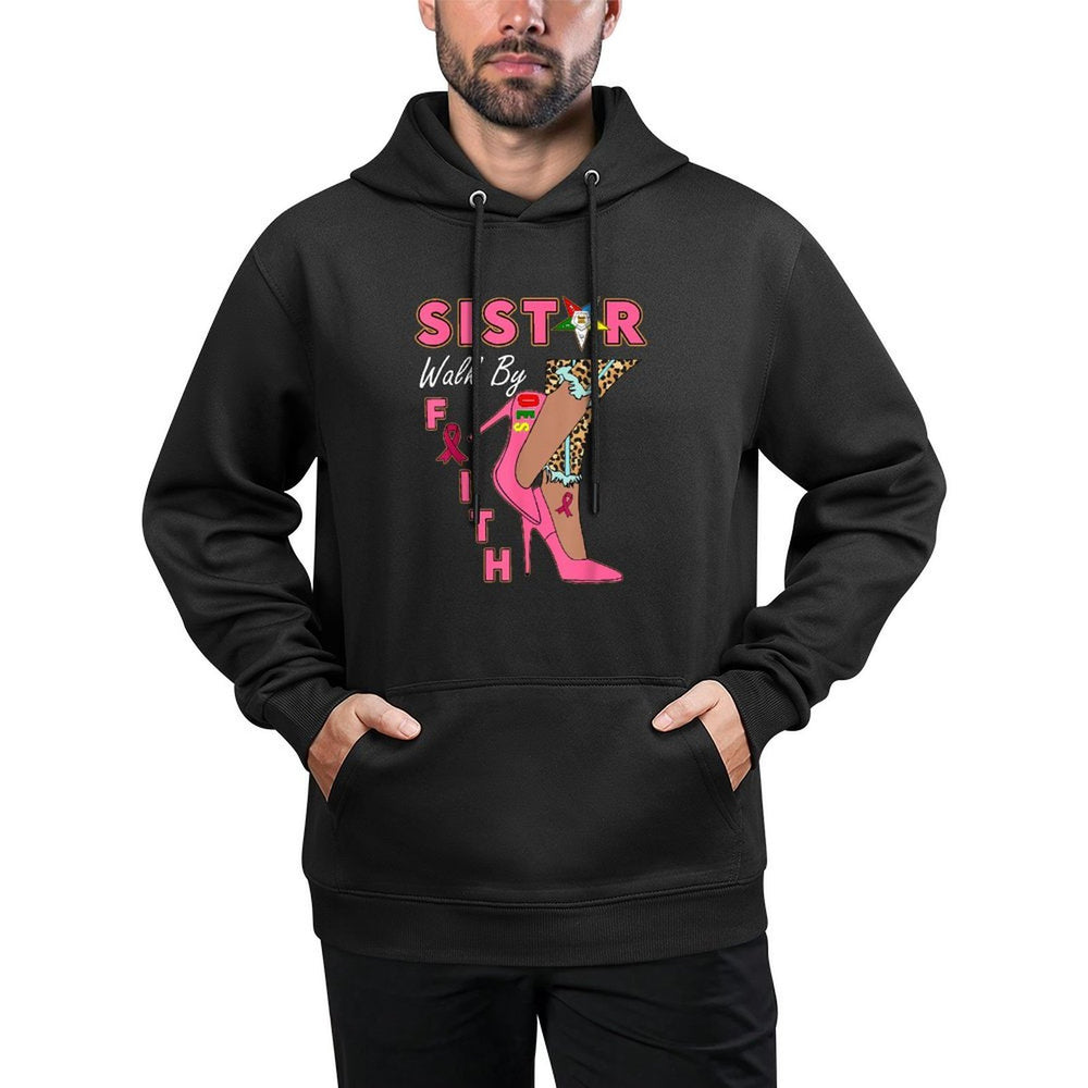 OES SiStar Leopard Walk By Faith Breast Cancer Awareness Moisture-Wicking Hoodie