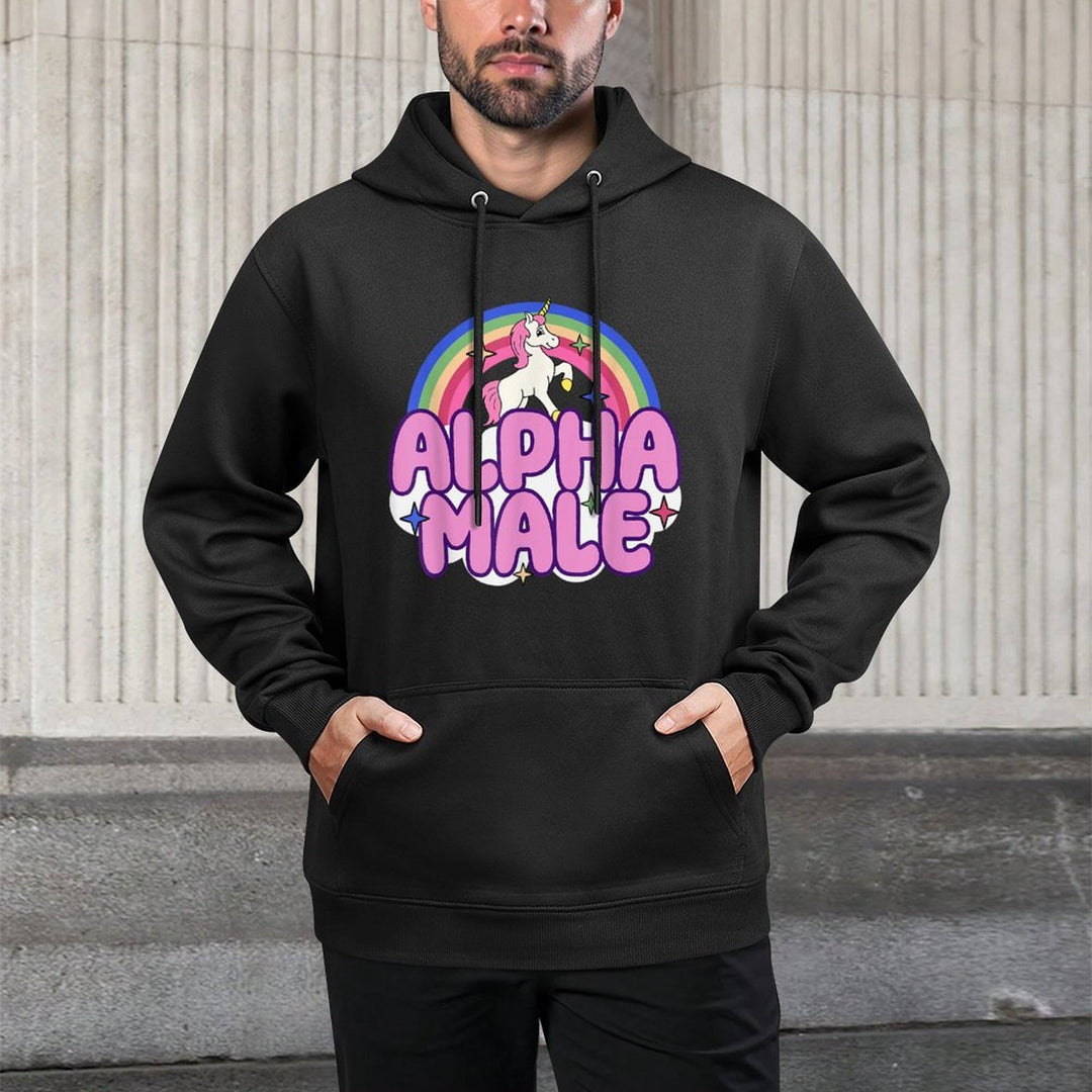 Alpha Male Unicorn Funny Sarcastic Ironic Weird Y2K Humor Shrink-Resistant Hoodie