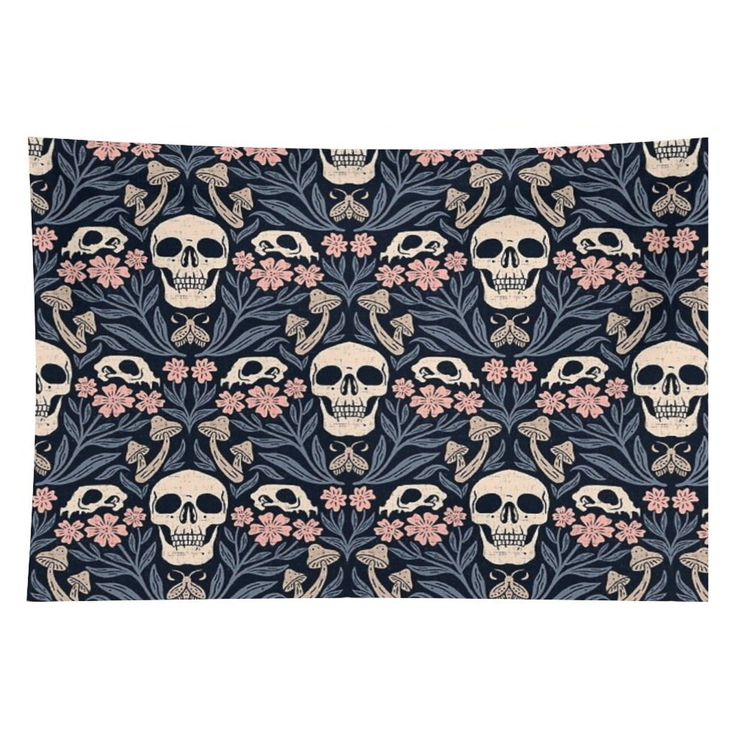 Dark Botanical Skulls – Dark Academia – Enchanted Forest Tapestry