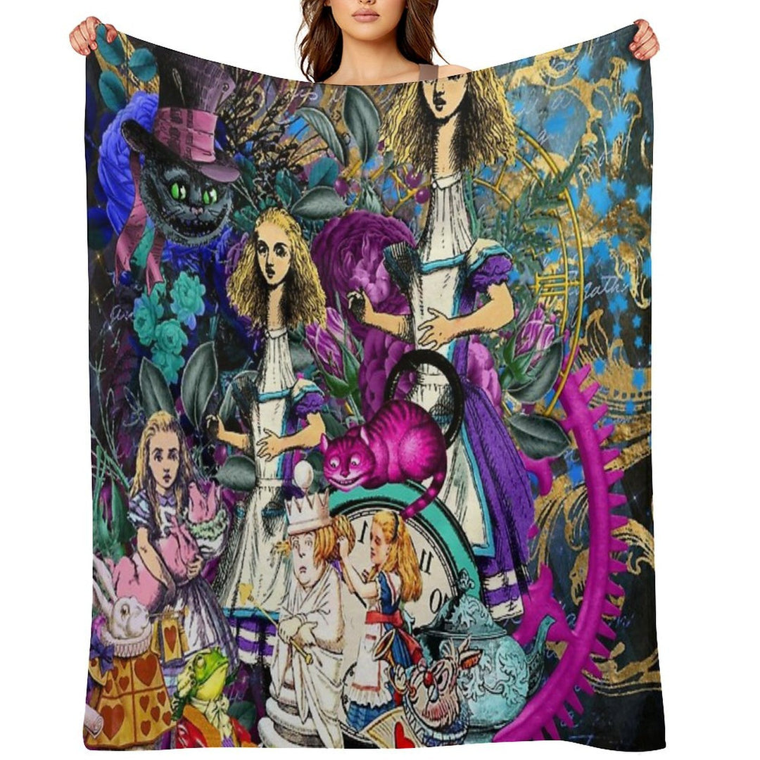 Alice Wonderland, Alice in Vintage Wonderland Plush Throw Blanket