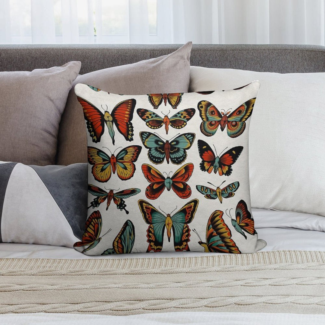 Butterflies Traditional Tattoo Flash Soft Multiple Sizes Throw Pillow