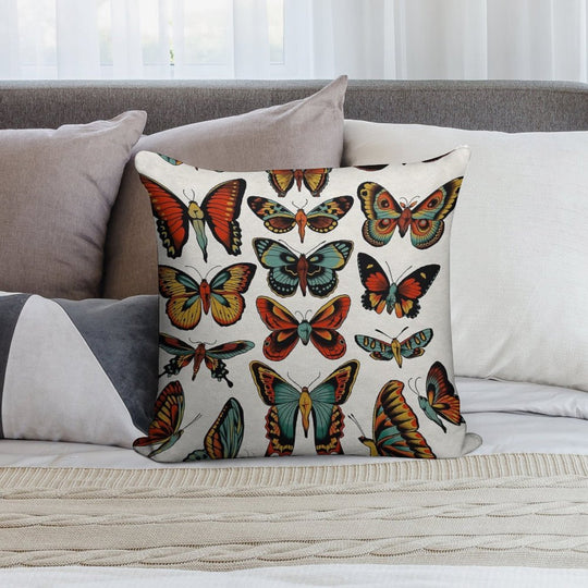 Butterflies Traditional Tattoo Flash Soft Multiple Sizes Throw Pillow